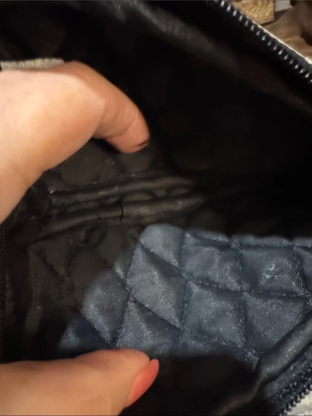 Vera Bradley Black Quilted Floral Zip Cosmetic Pouch